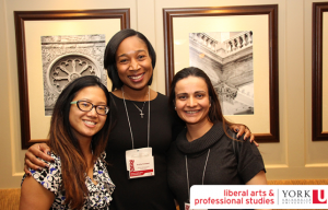 Aretha Constant in the centre with MPPAL students Mary Anne Forcadilla (left) and Avesta Naseer (right)